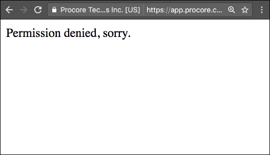 Tried to log in, but received an error message - Procore